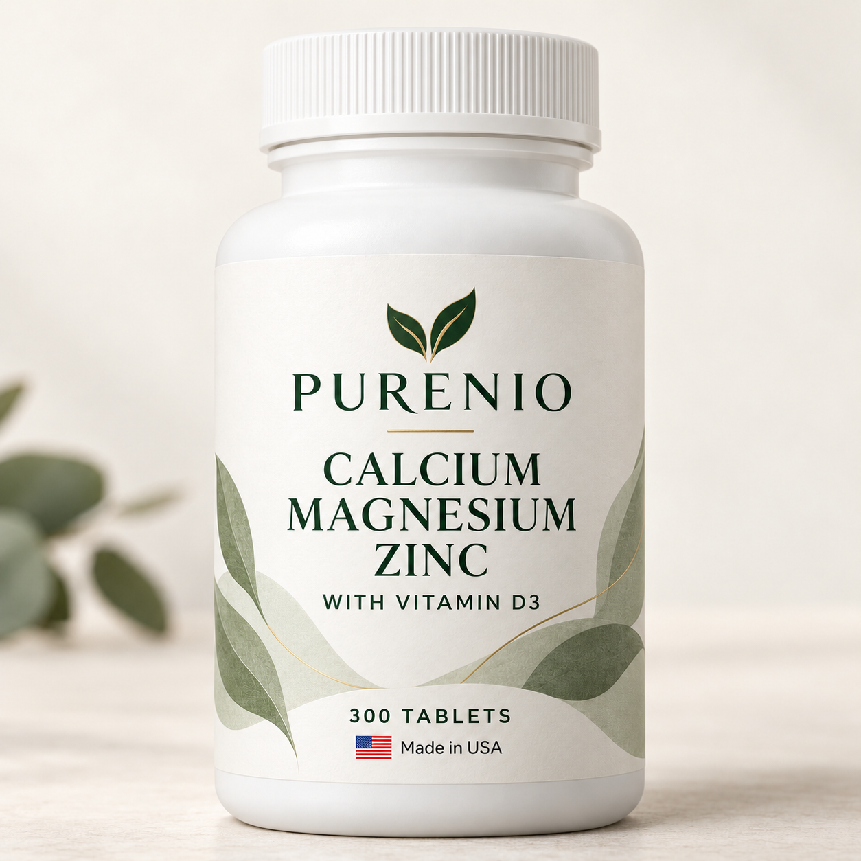 Purenio Calcium Magnesium Zinc + D3 bottle