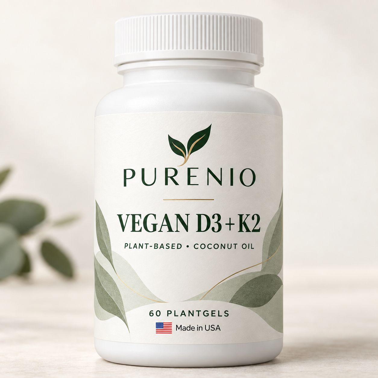 Purenio Vegan D3 + K2 bottle